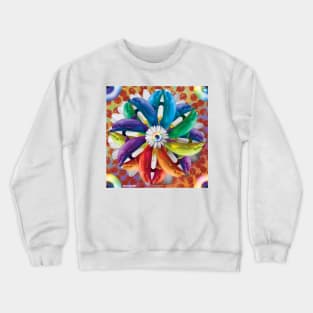 Rainbow Dolphin Pin Wheel Pizza Explosion Crewneck Sweatshirt